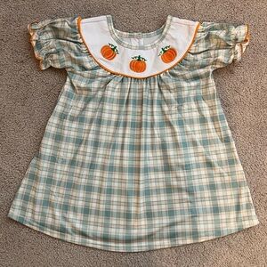 BNWOT Fall Pumpkin Machine Embroidered Bishop Style Dress